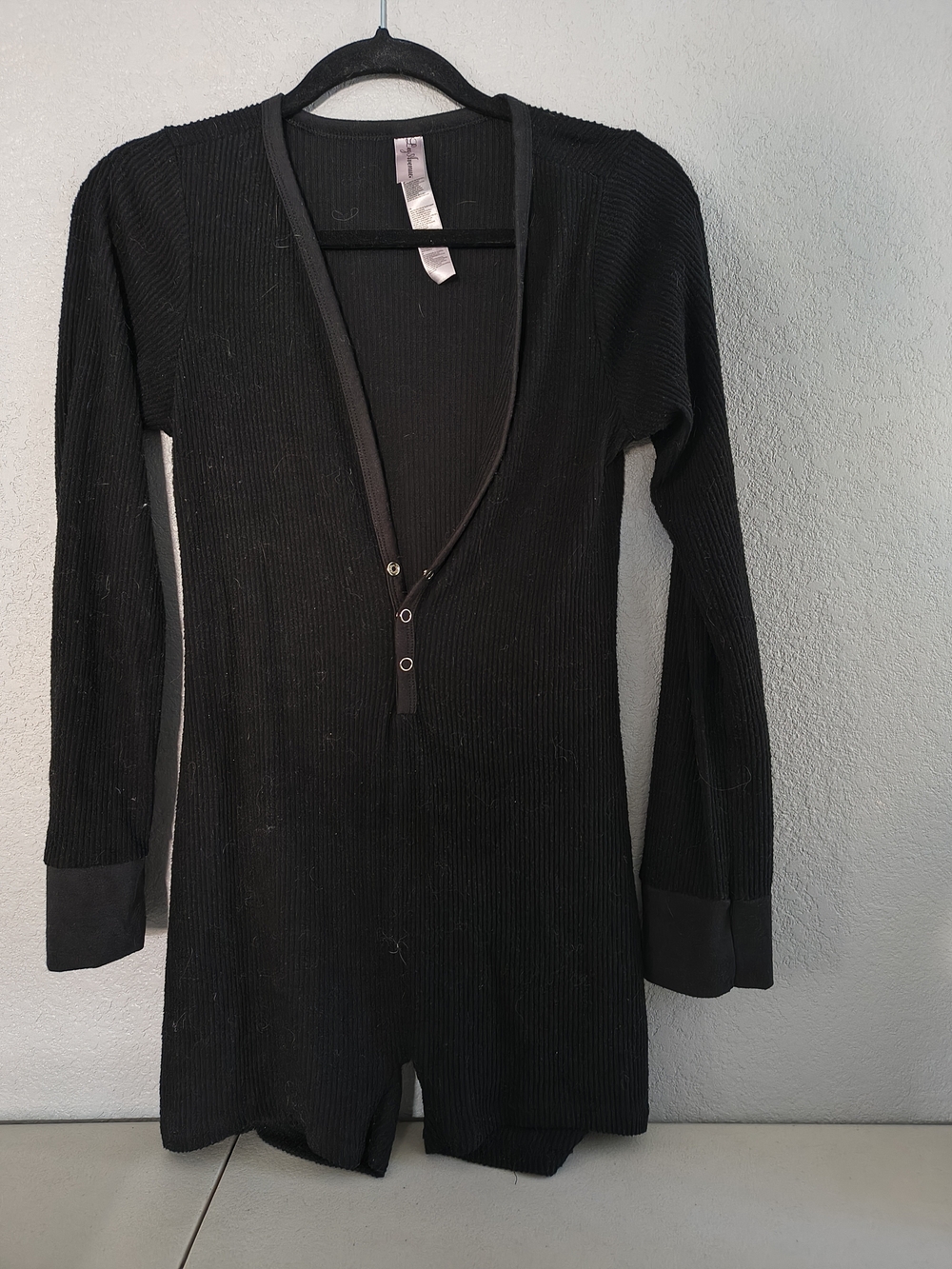 Leg Avenue Black Long Sleeve Pajama Romper Onesie Long John Loungewear